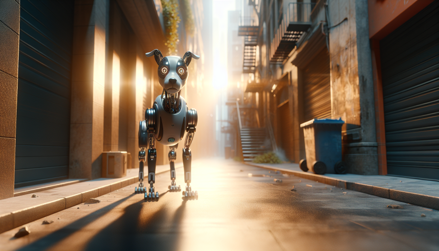 Chien robot dans la cité